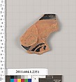 Terracotta rim fragment of a kylix (drinking cup), Terracotta, Greek, Attic