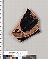 Terracotta fragment of a kylix (drinking cup), Terracotta, Greek, Attic