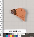 Terracotta fragment of a kylix (drinking cup), Terracotta, Greek, Attic