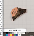Terracotta fragment of a kylix (drinking cup), Terracotta, Greek, Attic