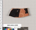 Terracotta fragment of a kylix (drinking cup), Terracotta, Greek, Attic