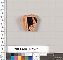 Terracotta fragment of a kylix (drinking cup), Terracotta, Greek, Attic