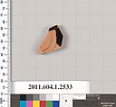 Terracotta fragment of a kylix (drinking cup), Terracotta, Greek, Attic