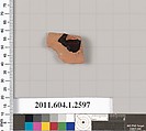 Terracotta fragment of a kylix (drinking cup), Terracotta, Greek, Attic