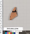 Terracotta fragment of a kylix (drinking cup), Terracotta, Greek, Attic