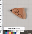 Terracotta fragment of a kylix (drinking cup), Terracotta, Greek, Attic