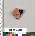 Terracotta fragment of a kylix (drinking cup), Terracotta, Greek, Attic