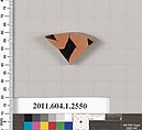 Terracotta fragment of a kylix (drinking cup), Terracotta, Greek, Attic