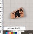 Terracotta fragment of a kylix (drinking cup), Terracotta, Greek, Attic