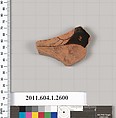 Terracotta fragment of a kylix (drinking cup), Terracotta, Greek, Attic