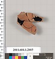 Terracotta fragment of a kylix (drinking cup), Terracotta, Greek, Attic