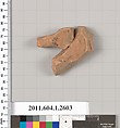 Terracotta fragment of a kylix (drinking cup), Terracotta, Greek, Attic