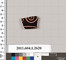 Terracotta fragment of a kylix (drinking cup), Terracotta, Greek, Attic