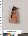 Terracotta fragment of a kylix (drinking cup), Terracotta, Greek, Attic
