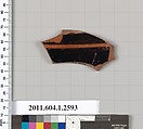 Terracotta fragment of a kylix (drinking cup), Terracotta, Greek, Attic