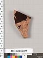 Terracotta fragment of a kylix (drinking cup), Terracotta, Greek, Attic