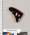 Terracotta fragment of a kylix (drinking cup), Terracotta, Greek, Attic