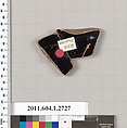 Terracotta fragment of a kylix (drinking cup), Terracotta, Greek, Attic