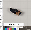 Terracotta fragment of a kylix (drinking cup), Terracotta, Greek, Attic