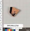 Terracotta fragment of a kylix (drinking cup), Terracotta, Greek, Attic