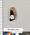 Terracotta fragment of a kylix (drinking cup), Terracotta, Greek, Attic