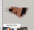 Terracotta fragment of a kylix (drinking cup), Terracotta, Greek, Attic