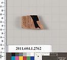 Terracotta fragment of a kylix (drinking cup), Terracotta, Greek, Attic