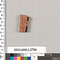 Terracotta fragment of a kylix (drinking cup), Terracotta, Greek, Attic