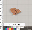 Terracotta fragment of a kylix (drinking cup), Terracotta, Greek, Attic