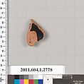Terracotta fragment of a kylix (drinking cup), Terracotta, Greek, Attic
