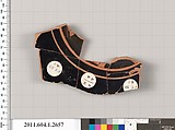 Terracotta fragment of a kylix (drinking cup), Terracotta, Greek, Attic