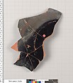 Terracotta fragment of a kylix (drinking cup), Attributed to the Painter of Brussels R 330 [DvB], Terracotta, Greek, Attic