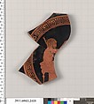Terracotta fragment of a kylix (drinking cup), Terracotta, Greek, Attic