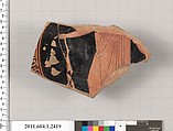 Terracotta fragment of a kylix (drinking cup), Terracotta, Greek, Attic