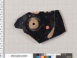 Terracotta fragment of a kylix (drinking cup), Terracotta, Greek, Attic