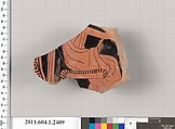 Terracotta fragment of a kylix (drinking cup), Terracotta, Greek, Attic