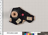 Terracotta fragment of a kylix (drinking cup), Terracotta, Greek, Attic