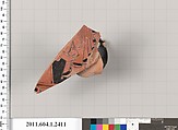 Terracotta fragment of a kylix (drinking cup), Terracotta, Greek, Attic