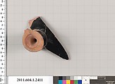 Terracotta fragment of a kylix (drinking cup), Terracotta, Greek, Attic