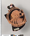 Terracotta fragment of a kylix (drinking cup), Terracotta, Greek, Attic