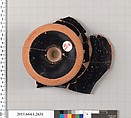 Terracotta fragment of a kylix (drinking cup), Terracotta, Greek, Attic