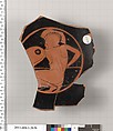 Terracotta fragment of a kylix (drinking cup), Terracotta, Greek, Attic
