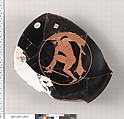 Terracotta fragment of a kylix (drinking cup), Terracotta, Greek, Attic