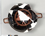 Terracotta fragment of a kylix (drinking cup), Terracotta, Greek, Attic
