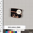 Terracotta fragment of a kylix (drinking cup), Terracotta, Greek, Attic