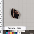 Terracotta fragment of a kylix (drinking cup), Terracotta, Greek, Attic