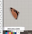 Terracotta fragment of a kylix (drinking cup), Terracotta, Greek, Attic