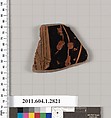 Terracotta fragment of a kylix (drinking cup), Terracotta, Greek, Attic