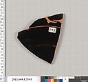 Terracotta fragment of a kylix (drinking cup), Terracotta, Greek, Attic