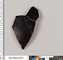 Terracotta fragment of a kylix (drinking cup), Attributed to Oltos [DvB], Terracotta, Greek, Attic